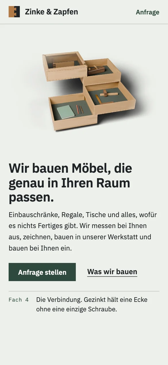 Zinke & Zapfen auf dem Handy, der Drehwürfel ist aufgedreht